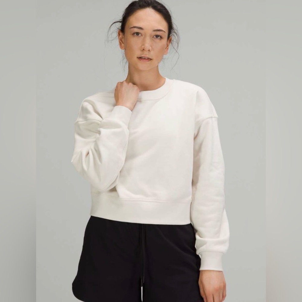 Lululemon Softstreme Perfectly Oversized Cropped Crew in White Opal Sweatshirt